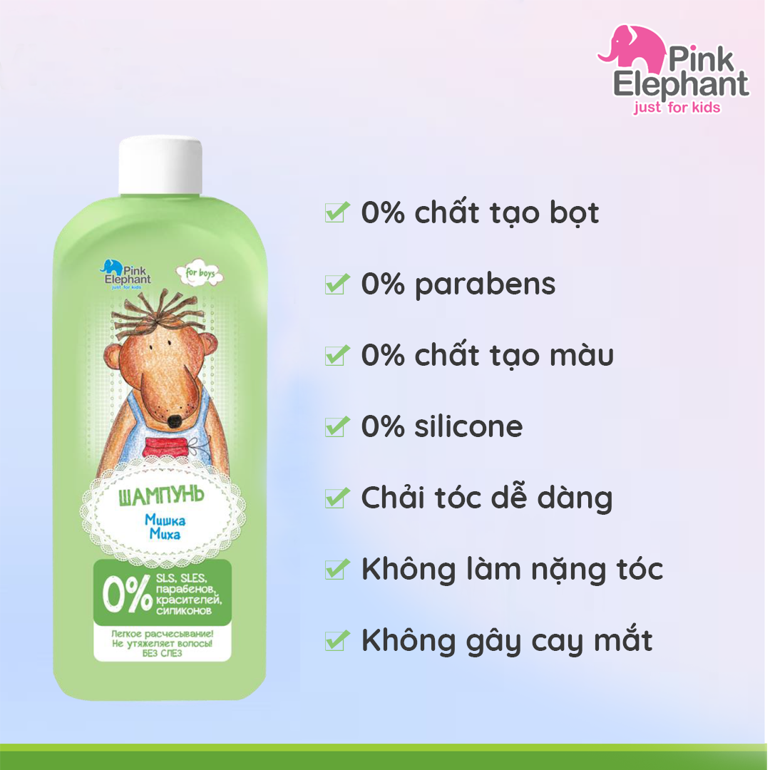 Dầu gội cho trẻ em Pink Elephant Bruin George 500ml