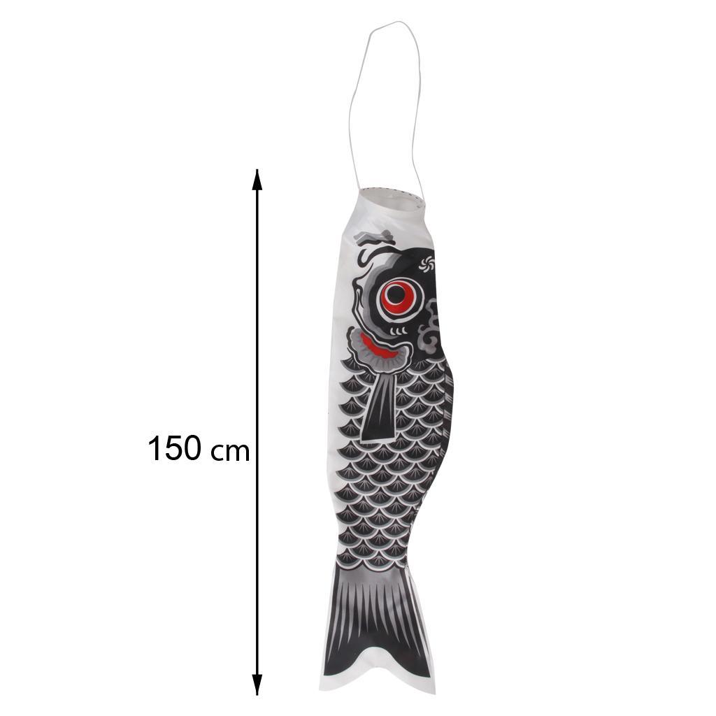 1.5m Koi Nobori Windsock Black&Pink Kite Japanese Carp Flag Decoration