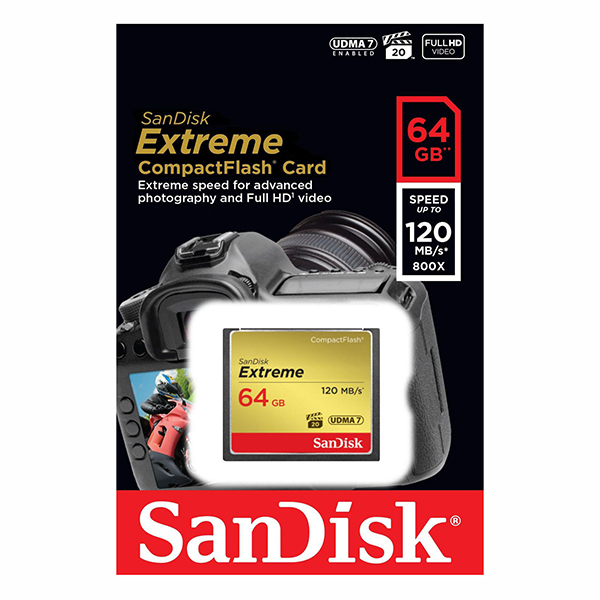 Thẻ Nhớ CF Sandisk 64GB Extreme 800X New (120 Mb/s) - Hàng Nhập Khẩu