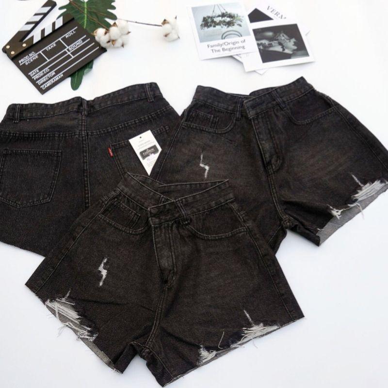 Quần Sort Jean Bigsize QC Đen Xám Rách Mã05
