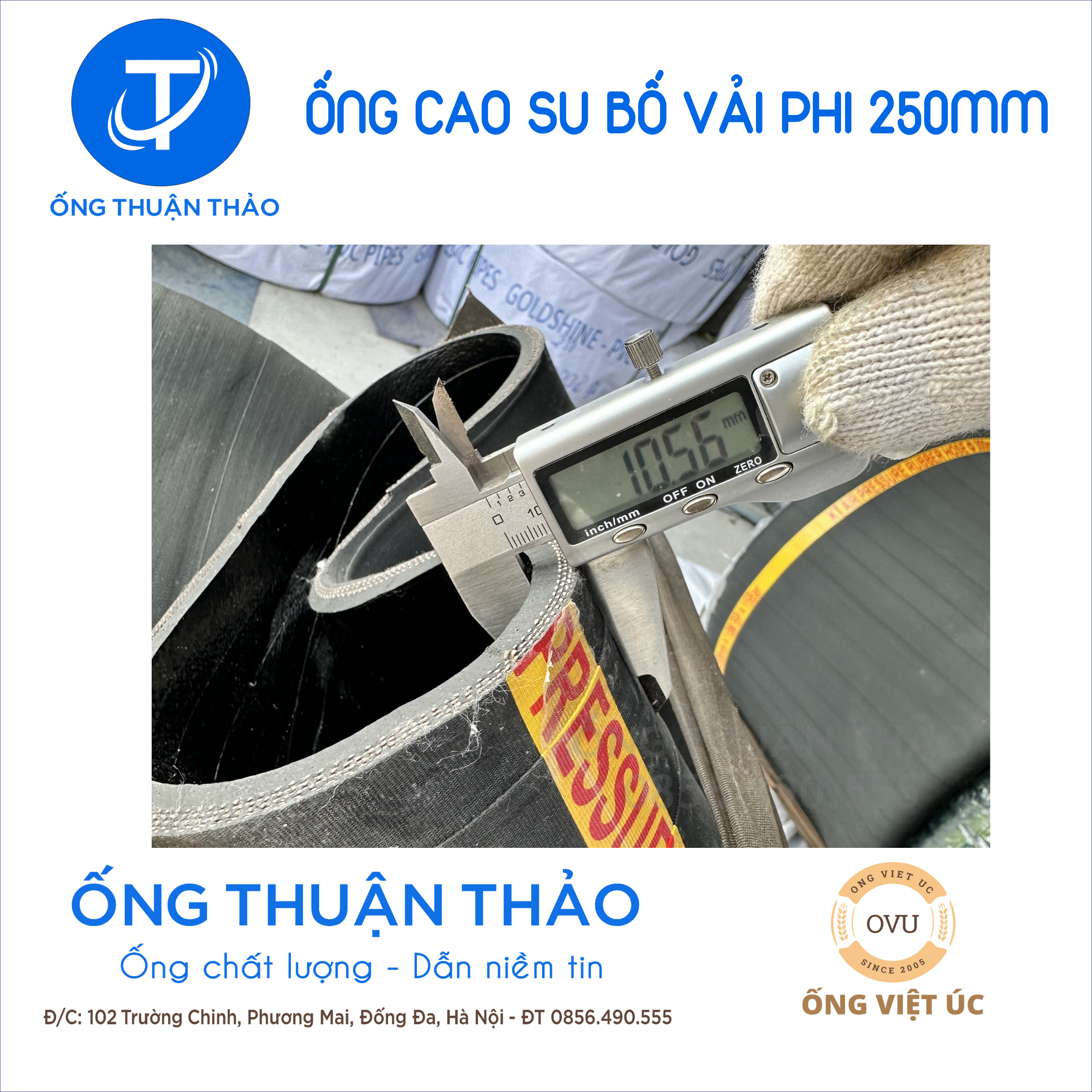 Ống cao su bố vải KT phi 250MM cuộn 10 mét Nhập Khẩu - Ống Chống Phá Chống Nổ thuận thảo