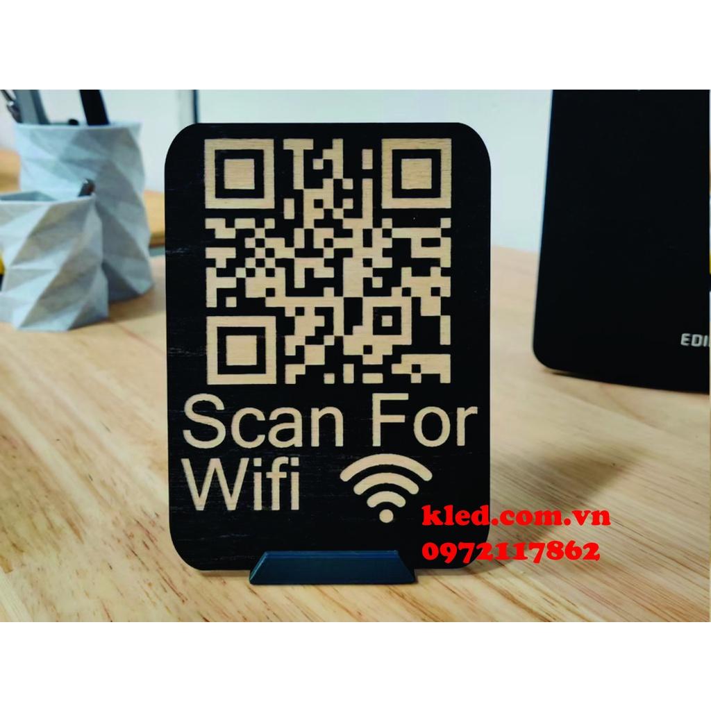 Bảng gỗ wifi decor treo cửa tên shop quét mã QR tiện lợi giá rẻ "Free Ship"