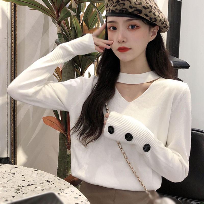 Áo Len Tay Dài Cổ Chữ V Form Rộng Phong Cách Retro