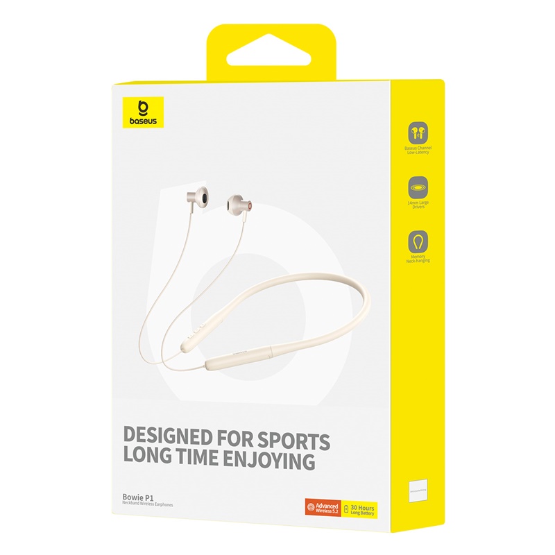 Tai nghe không dây đeo cổ nửa trong tai Bluetooth Thể Thao, kháng nước Baseus Bowie P1 (25hr/Bluetooth 5.2, Waterproof, Half In-ear Neckband Wireless Earphones) - Hàng Chính Hãng