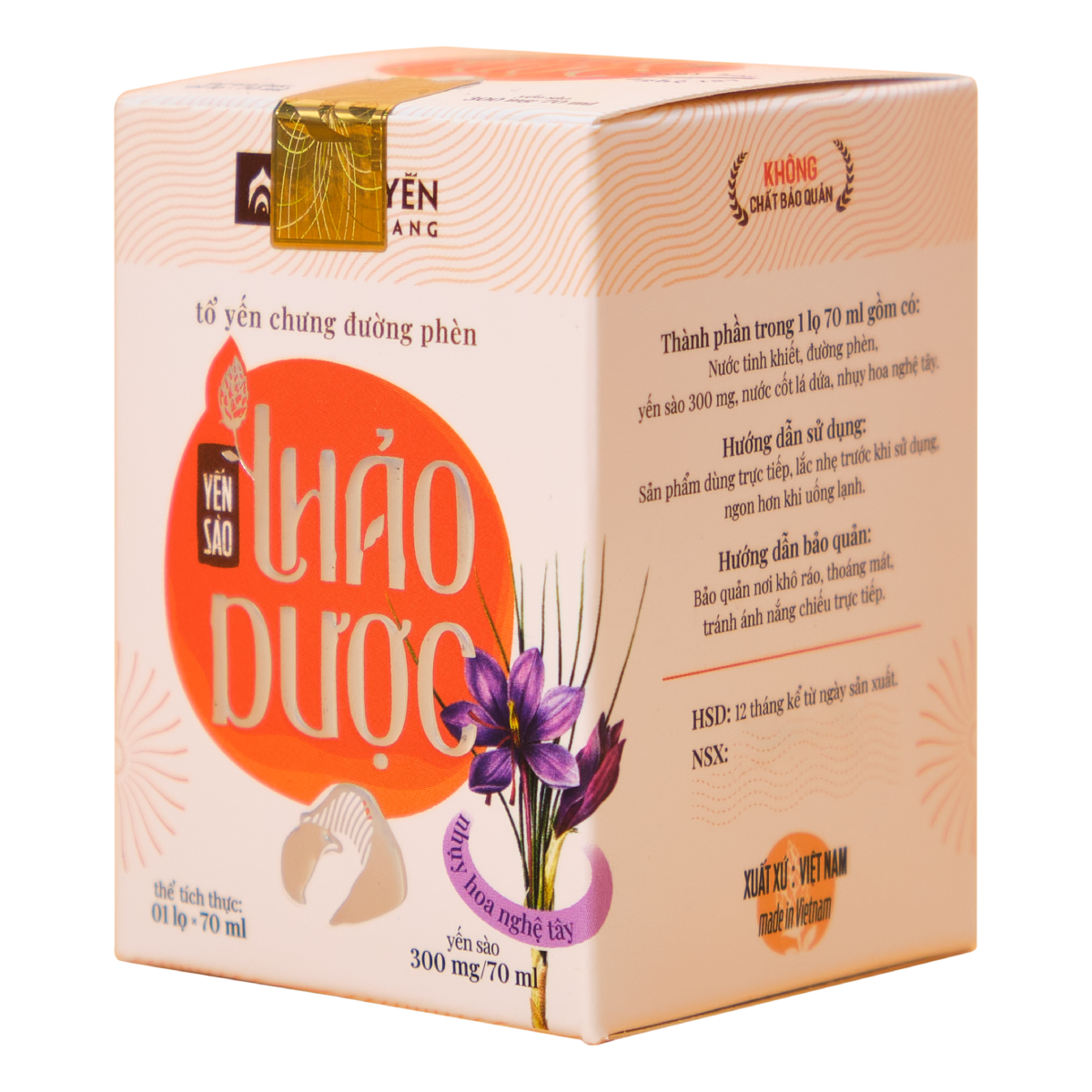 Thùng 60 Lọ Nước Yến Sào Nhụy Hoa Nghệ Tây - Nhà Yến Nha Trang - Hộp 1 Lọ - Tổ Yến Chưng Sẵn - Nước Yến Chưng Sẵn - Hàng Chính Hãng
