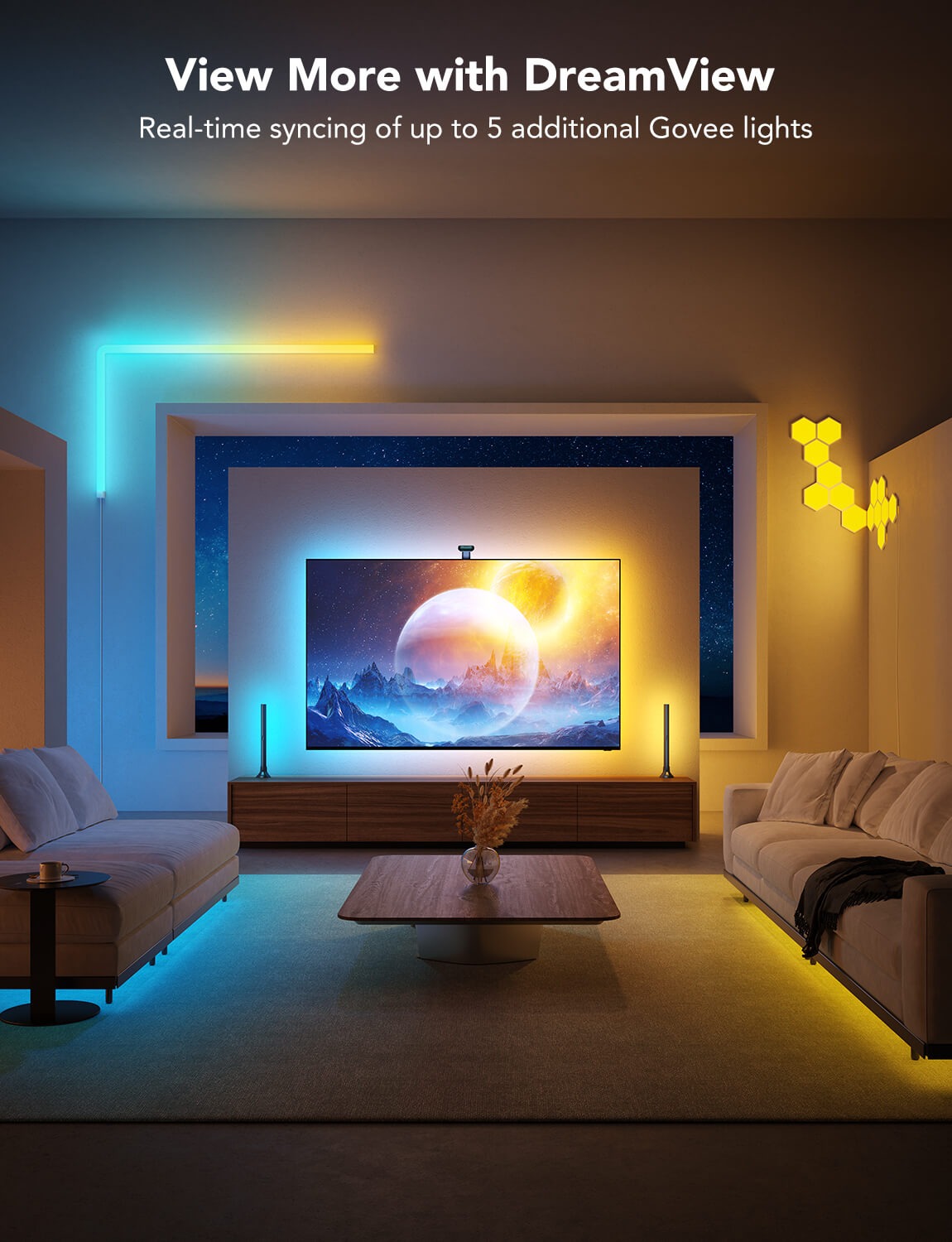 Dây đèn LED trang trí TV Govee Envisual TV Backlight T2 cho Tivi 75-85&quot; H605C | Led thông minh cho rạp phim tại nhà