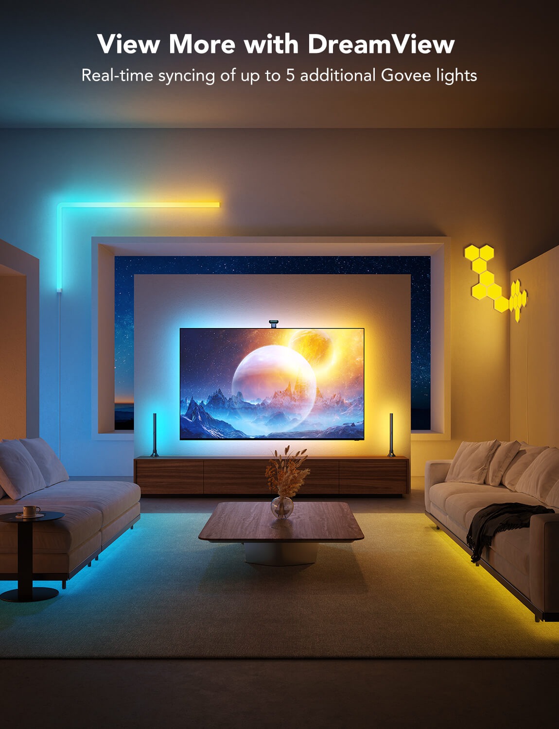 Dây đèn LED trang trí TV Govee Envisual TV Backlight T2 cho Tivi 75-85" H605C | Led thông minh cho rạp phim tại nhà