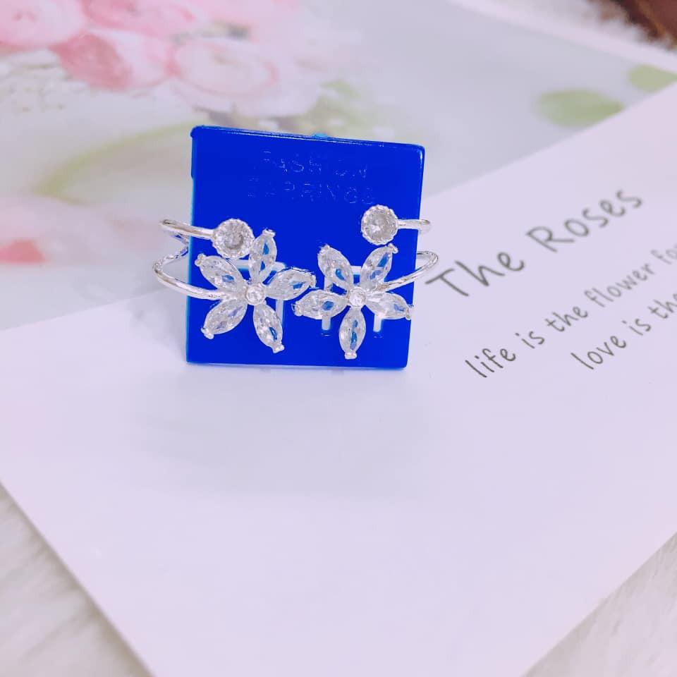 BÔNG TAI KẸP HOA 5 CÁNH BẠC TA -