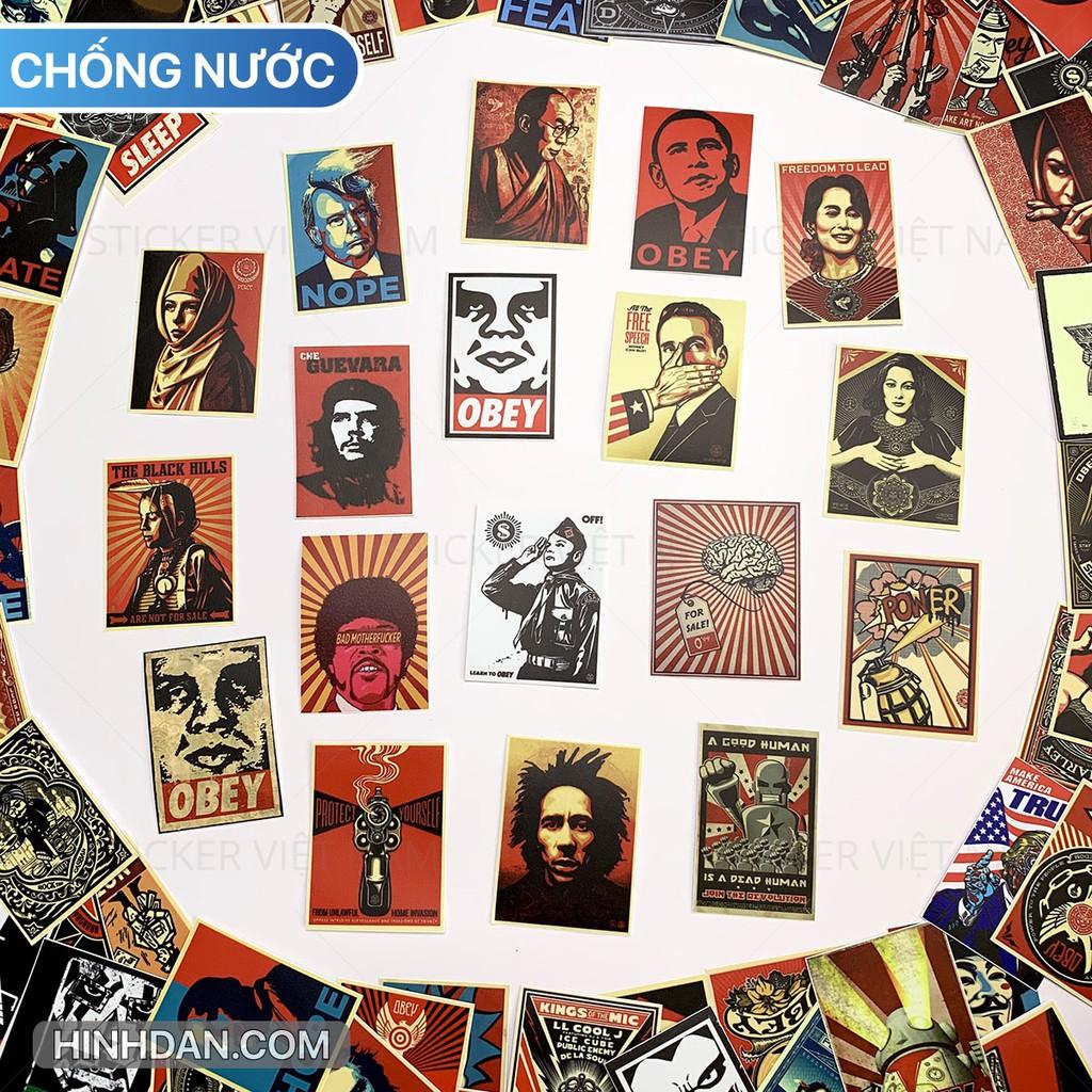 OBEY sticker - Dán Trang Trí - Chất Liệu PVC Cán Màng Chất Lượng Cao Chống Nước, Chống Nắng, Không Bong Tróc Phai Màu