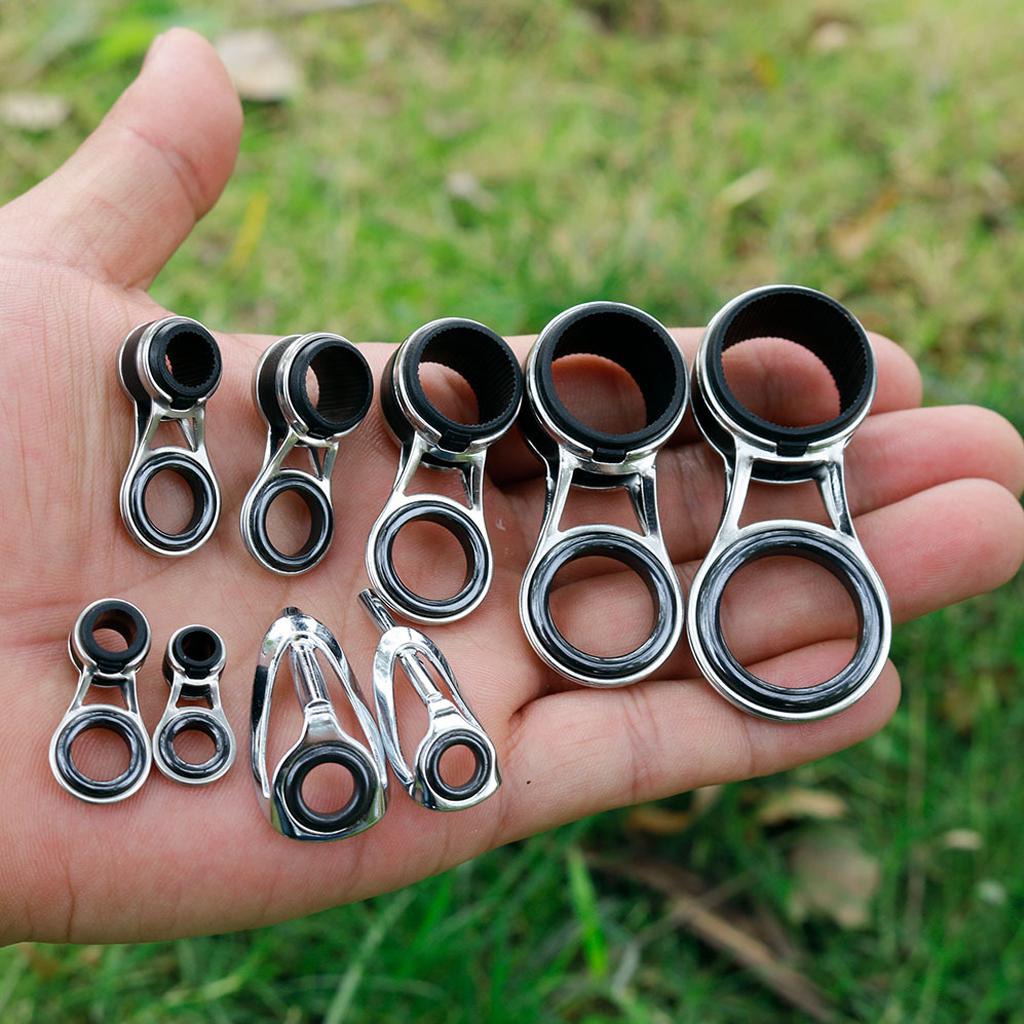 55Pcs/box Stainless Steel Fishing Rod Guides Rod Repair Kit DIY Eye Rings