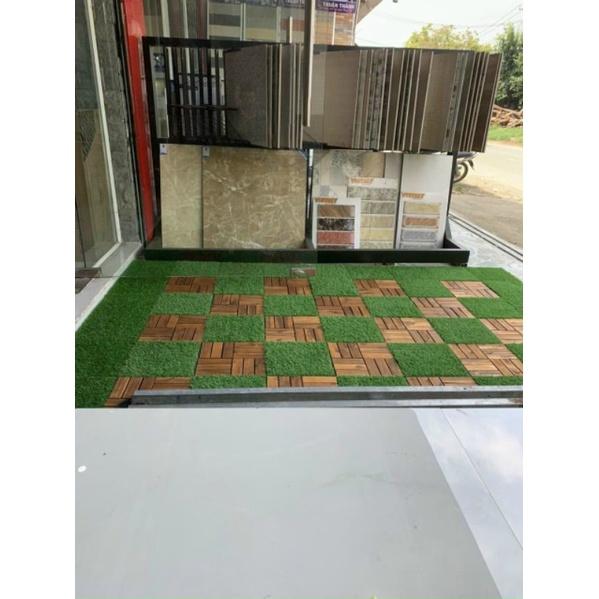 Vỉ cỏ nhân tạo vuông 30×30 lót sàn, ban công, trang trí