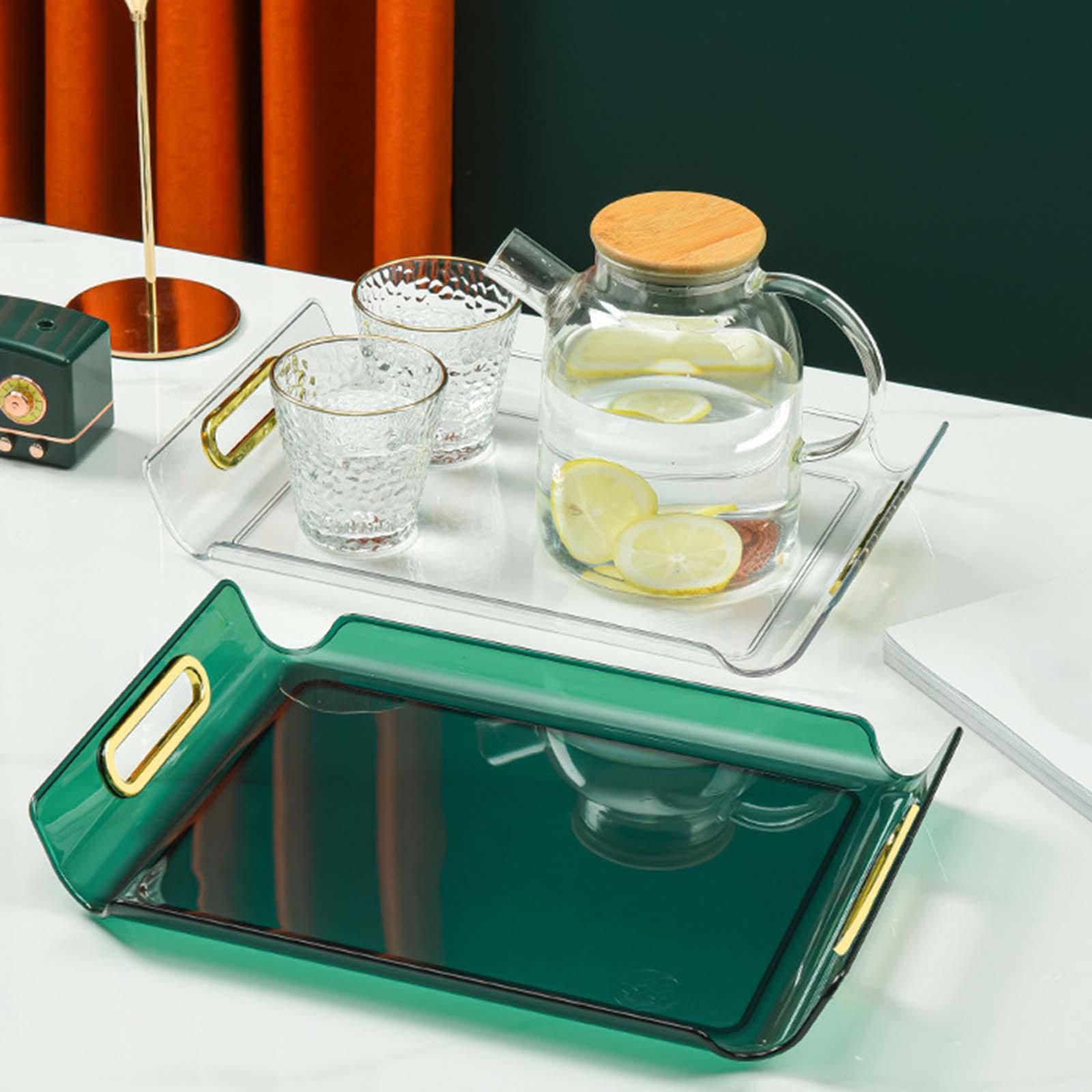 Portable Vanity Tray with Handle Makeup Organizer Decorative Tray for Dresser Kitchen Countertop Home Cabinet Decoration
