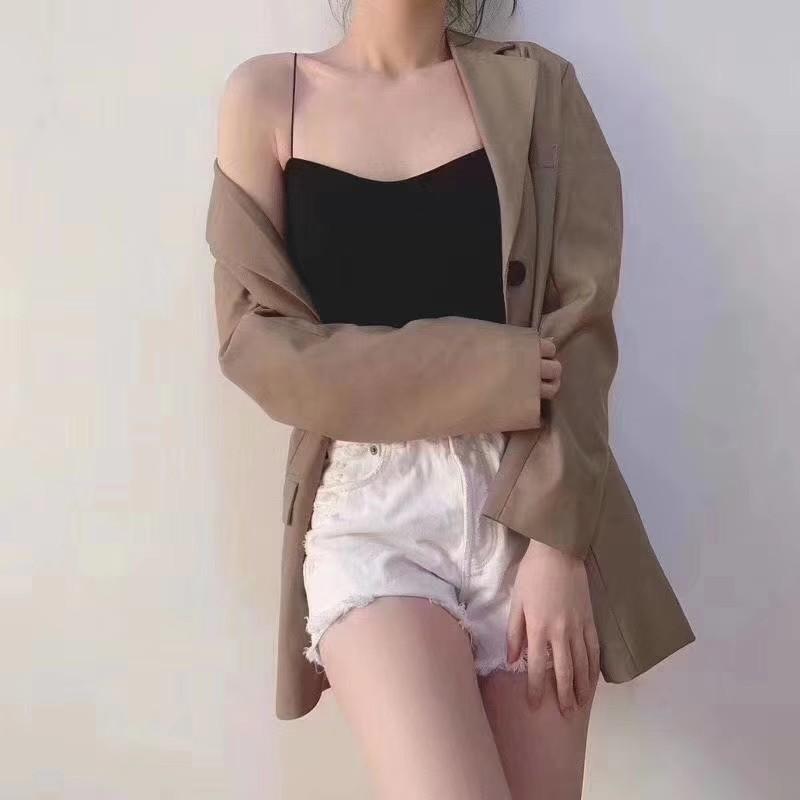 Áo 2 Dây Sợi Bún Có Đệm Ngực Kiểu Dáng Thon Gọn Thời Trang