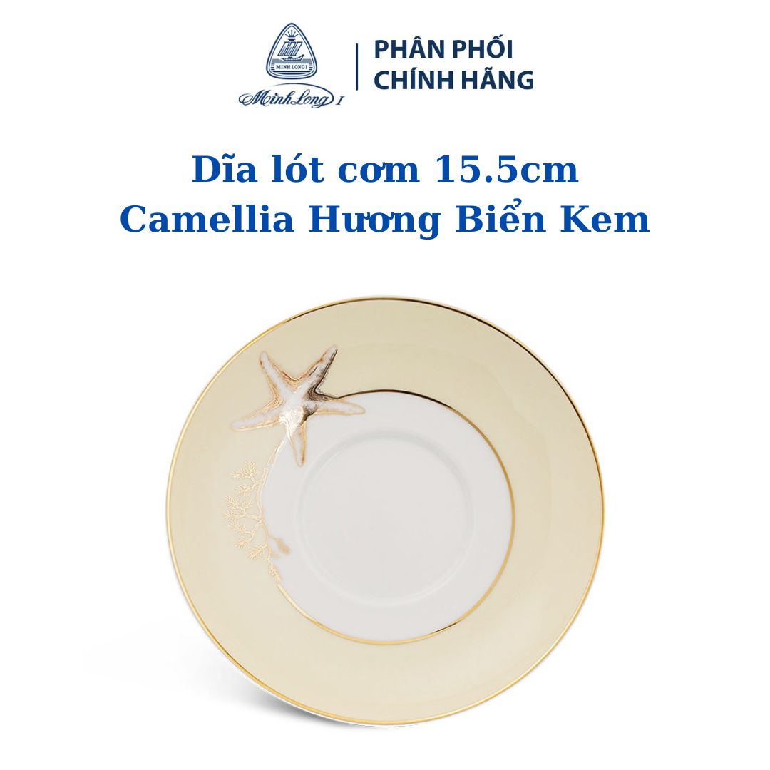 Dĩa lót chén 15.5 cm - Camellia - Hương Biển kem ( 041579089 ) - Gốm sứ cao cấp Minh Long 1