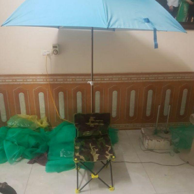 Combo ghế câu , ô câu cá , bao đựng cần, vợt cá