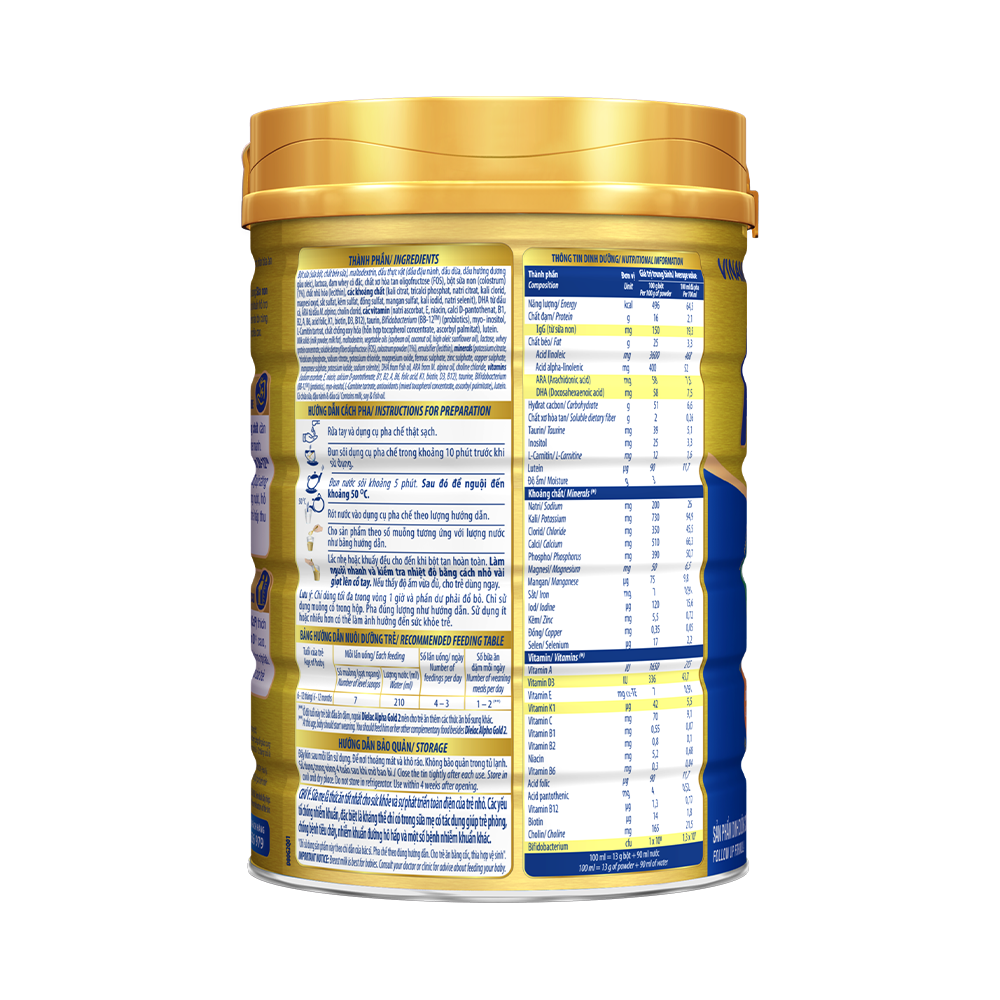 HỘP SỮA BỘT VINAMILK DIELAC ALPHA GOLD IQ 2 900G