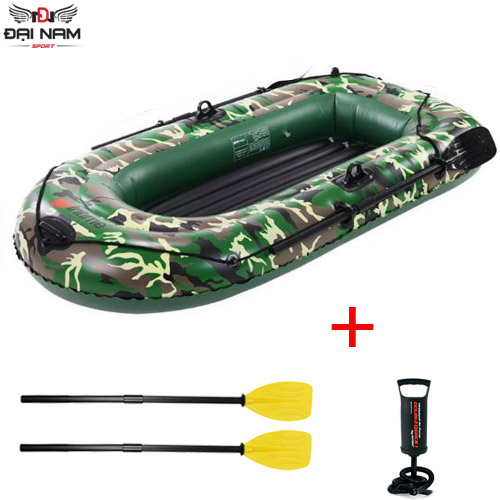 Thuyền Hơi 2 Người Cao Su Câu Cá, Dã Ngoại Cao Cấp Yt097A Đại Nam Sport Kèm 2 Mái Chèo Bơm Tay Dây Buộc - Rằn Ri