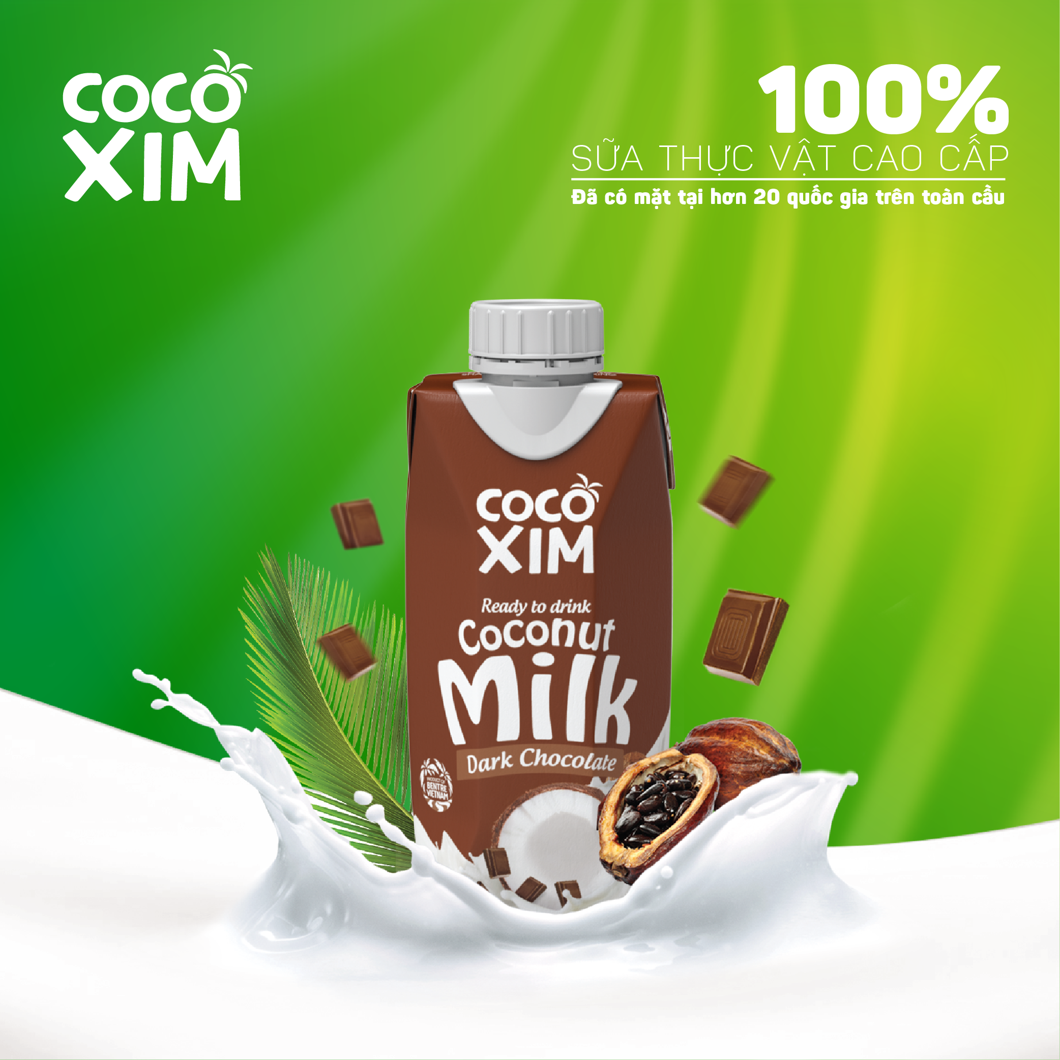 Thùng 12 Hộp Sữa Dừa Cocoxim Socola 330ml/hộp