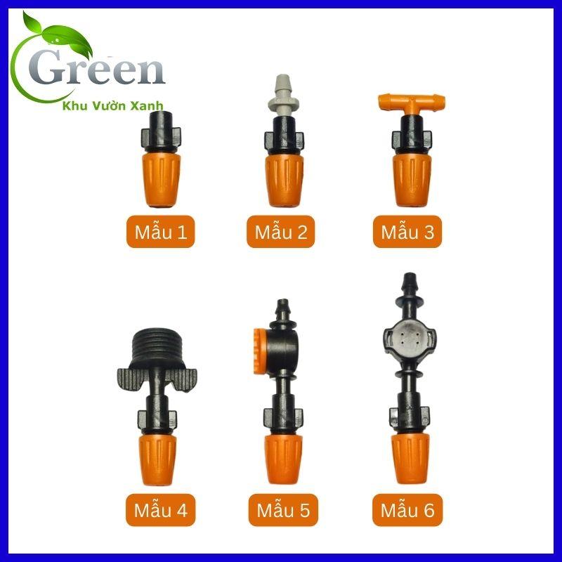 Combo 5 Béc Phun Sương Đơn Cam Nối Lỗ 6 Ly Kèm Phụ Kiện Nhiều Loại Tùy Chọn