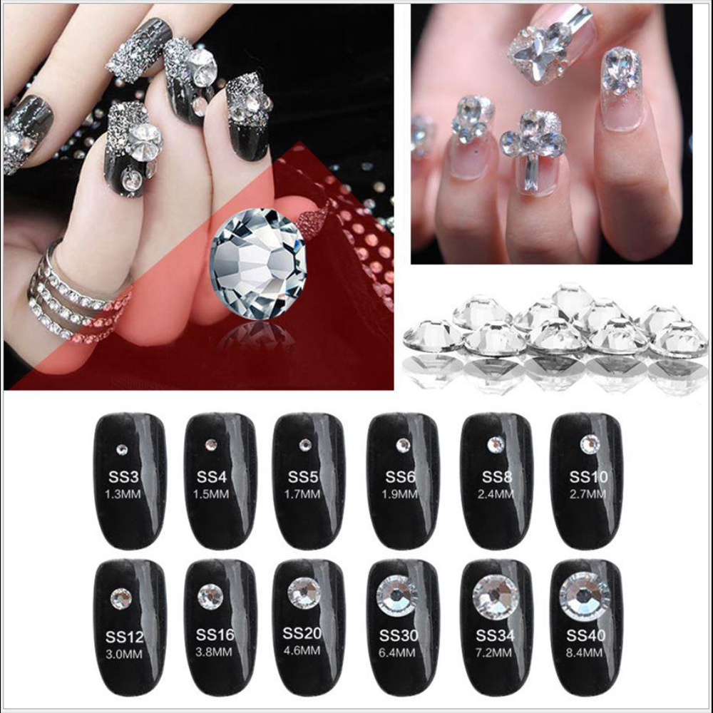 Đá Nail Trắng Hồng Kông 1440 Viên, Đá Trang Trí Gắn Nail, Đá Hình Đa Diện Nhiều Kích Thước, Đính Được Chắc Chắn Lên Móng, Có Thể Lau Tạo Độ Bóng Nổi Bật, Có Thể Phối Nhiều Phong Cách Phù Hợp Trang Phục, Sự Kiện, Tạo Bộ Nail Ấn Tượng Và Độc Đáo