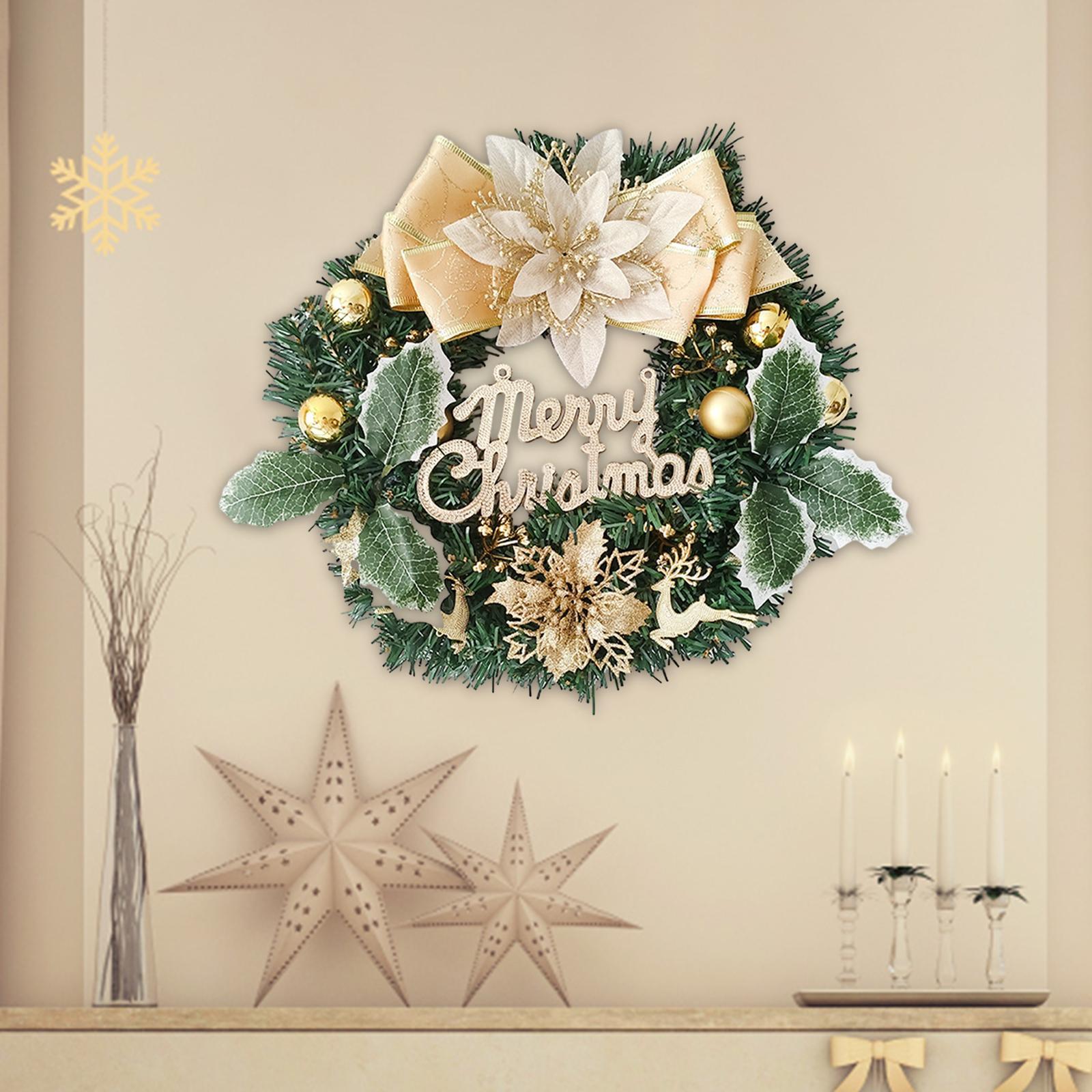 Faux Christmas Wreath Wreath for Front Door 30cm Holiday Garland Decoration Xmas Wreath for Wall Festival Living Room