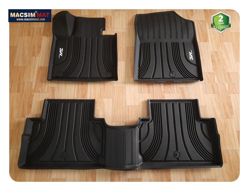 Thảm lót sàn Hyundai SantaFe 2019-đến nay Nhãn hiệu Macsim 3W chất liệu nhựa TPE đúc khuôn cao cấp - màu đen