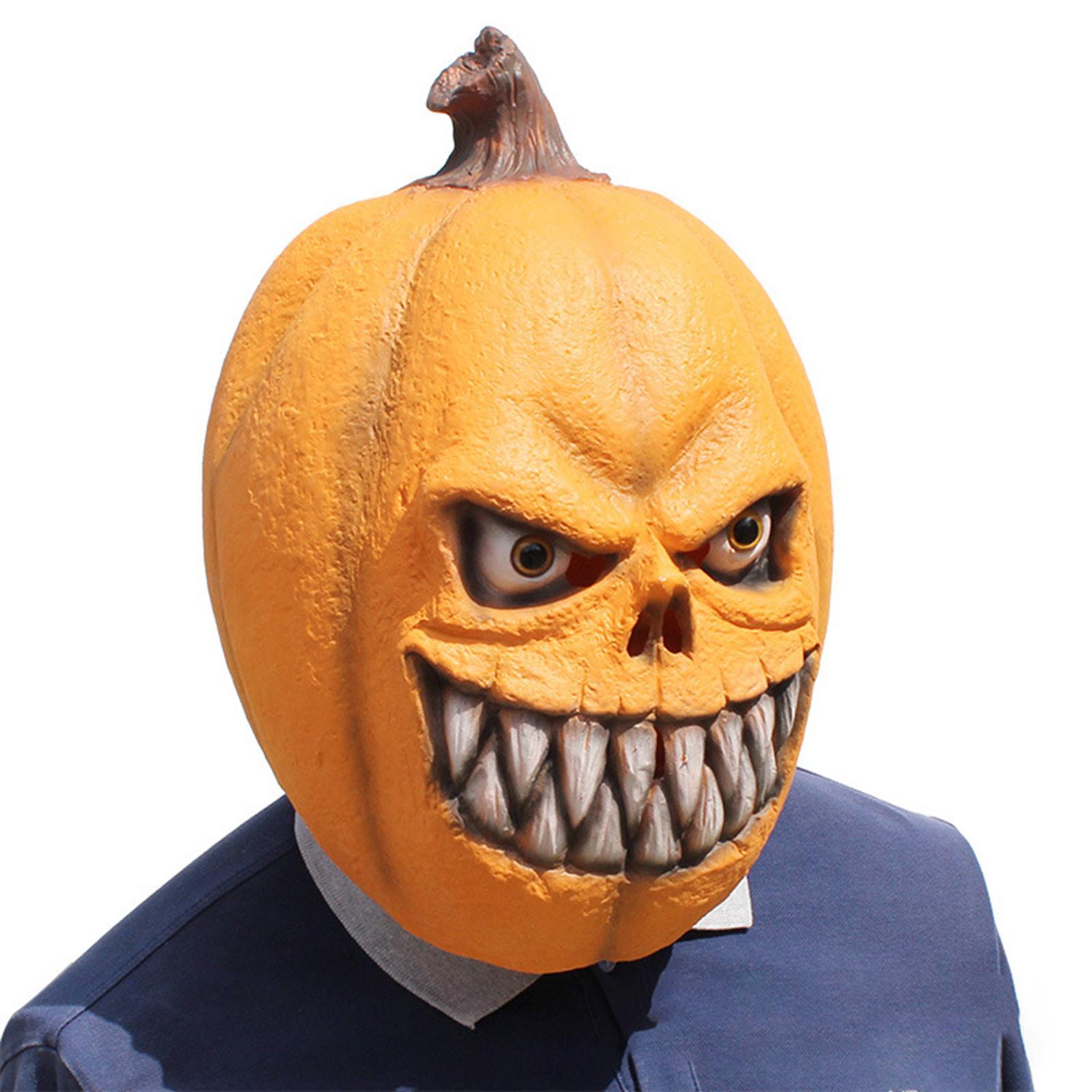Halloween Pumpkin Head Scary Full Face Cover for Cosplay Carnival Party