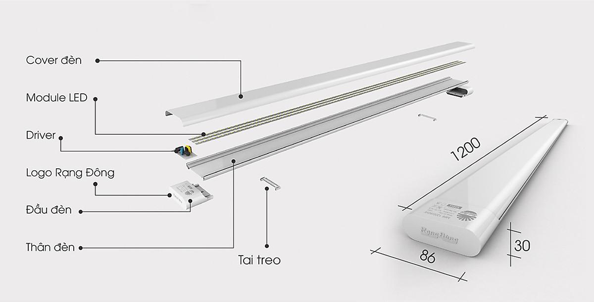 Bộ đèn LED nổi trần Rạng Đông công suất 60w M66 120/60w Model: M66 120/60w