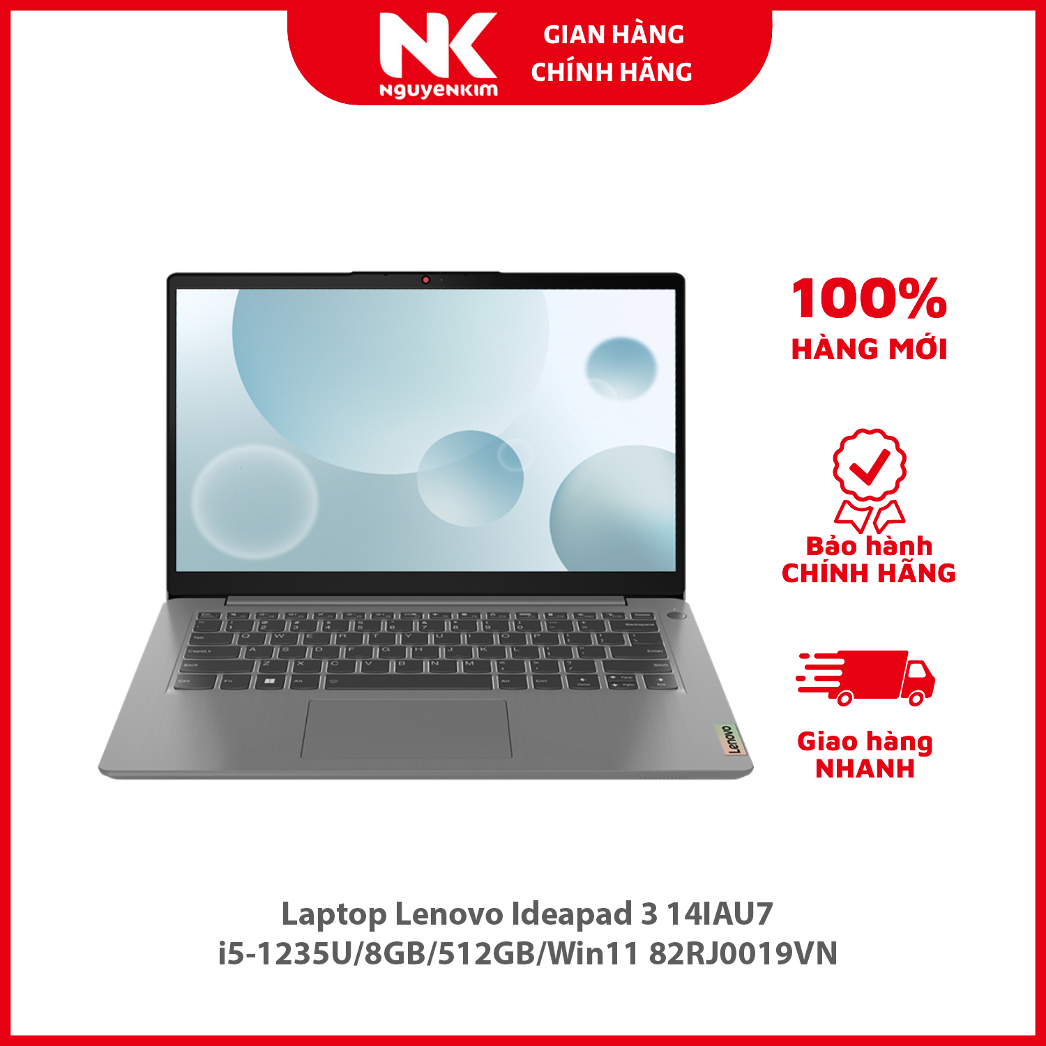 Laptop Lenovo Ideapad 3 14IAU7 i5-1235U/8GB/512GB/Win11 82RJ0019VN - Hàng chính hãng