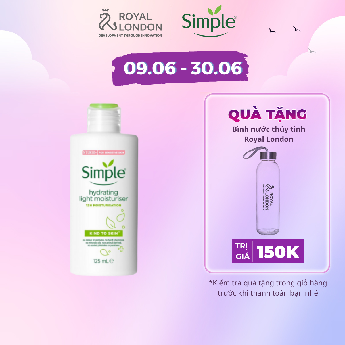 Sữa Dưỡng Da Simple Kind To Skin Hydrating Light Moisturiser 125ml