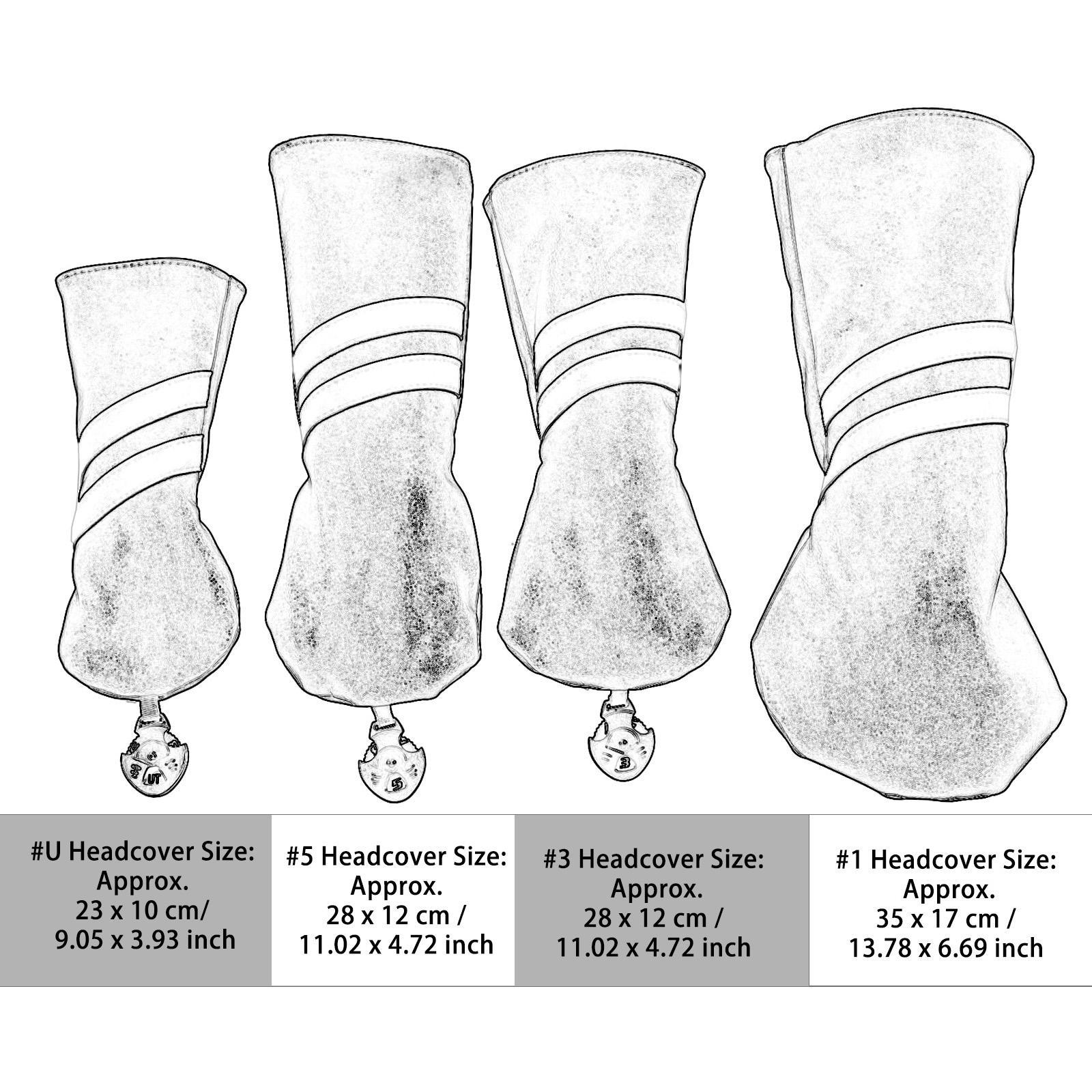 Golf Club Head Cover Protective Covers with Tags Long Neck Water Resistant