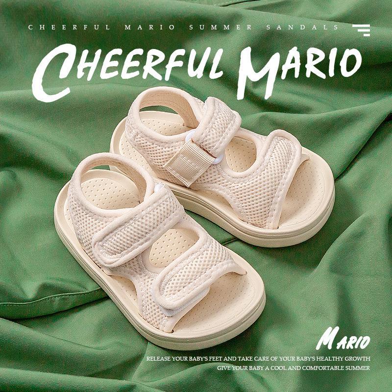 Sandal quai dán Cheerful Mario, dép cho bé trai bé gái chống trơn trượt QDM2