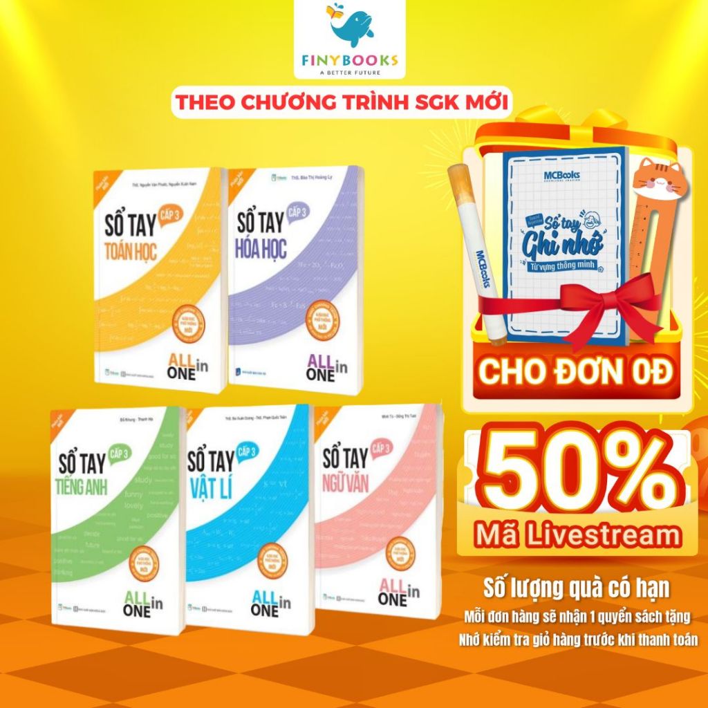 Sách - Combo Sổ Tay Các Môn THPT Toán - Lý - Hóa - Anh - Văn  All in one - TKBooks