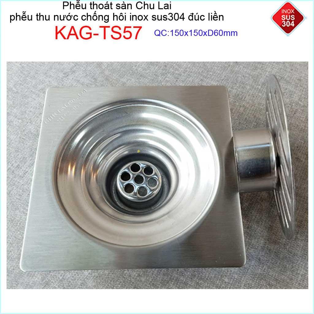 Hố ga thoát sàn Chu lai ống 6cm Inox 304, phễu thoát nước chống hôi 15x15cm-12x12cm-10x10cm ống 60