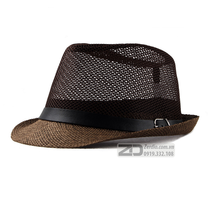 Nón fedora, Mũ phớt nam nữ lưới thắt da thoáng mát - MP08