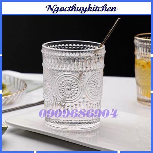 Ly thủy tinh họa tiết nổi cao cấp