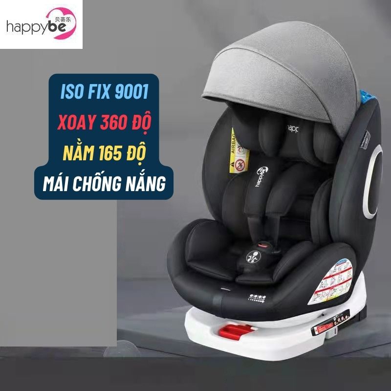Ghế ô tô 2 chiều CHUẨN ISO 9001, điều chỉnh 4 tư thế từ nằm tới ngồi, xoay 360 độ, ngã 165 độ và có thể điều chỉnh độ cao 7 cấp cho bé từ 0-12 tuổi