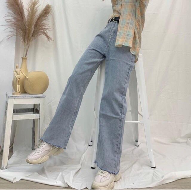 QUẦN JEANS ỐNG RỘNG DÁNG DÀI LƯNG CAO- hình thật chính chủ