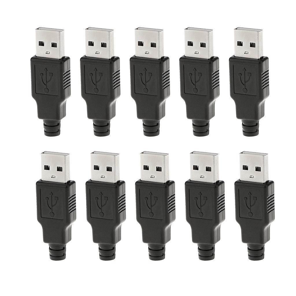 10pcs USB Type-A 4-pin Male Plug Socket Connector Adapter Jack