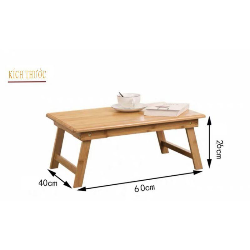 DEAL SỐC Bàn Chân Xếp 40x60cm - Bàn trà chữ nhật sofa/cafe ngồi bệt gấp gọn gỗ thông tự nhiên