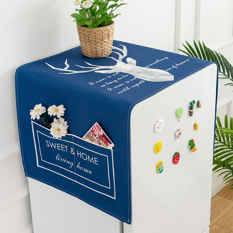 Hình ảnh Khăn phủ tủ lạnh máy giặt chống bụi chống thấm họa tiết độc đáo sinh động ý nghĩa