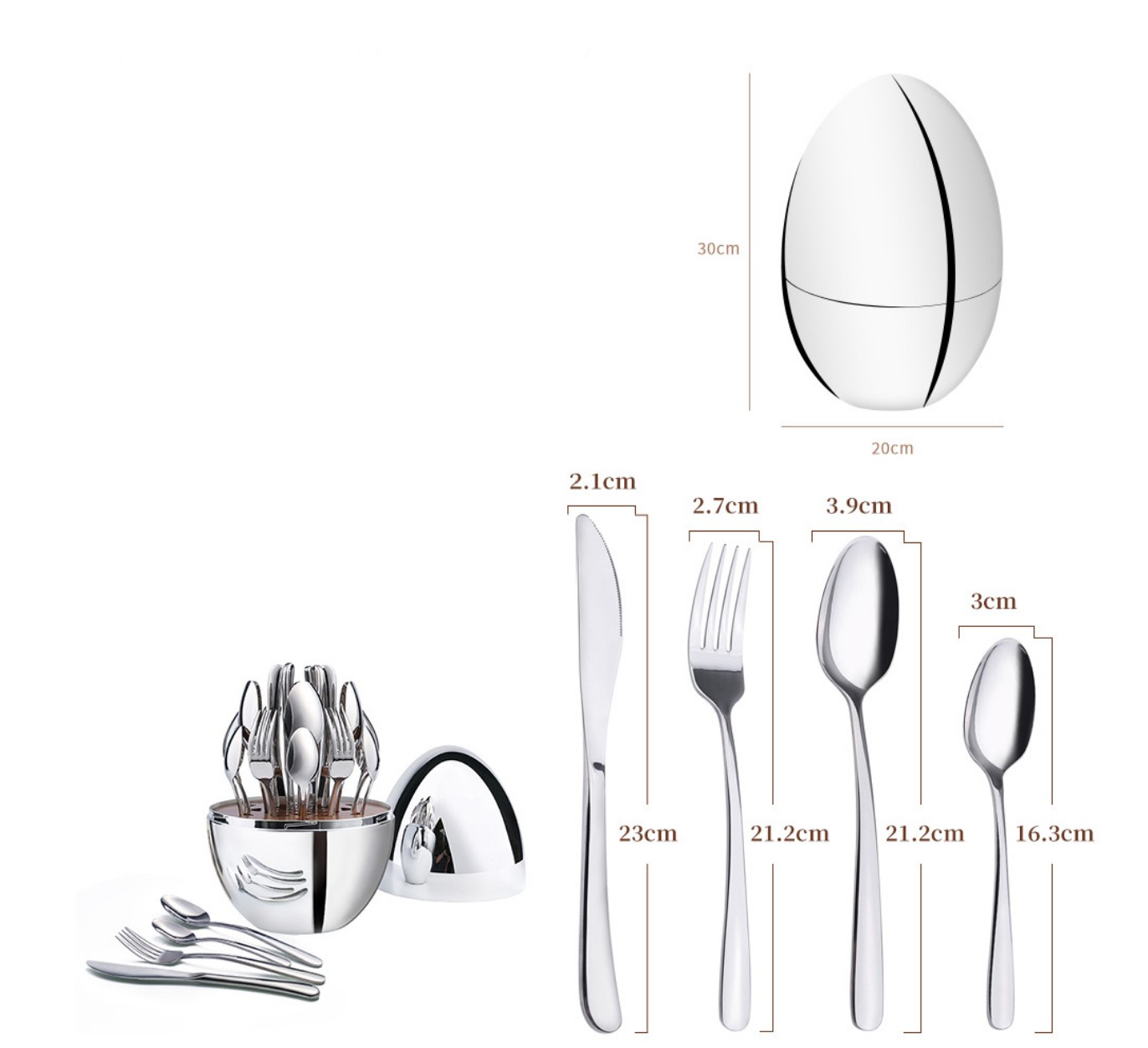 Set trứng đựng 24 muỗng nĩa dao