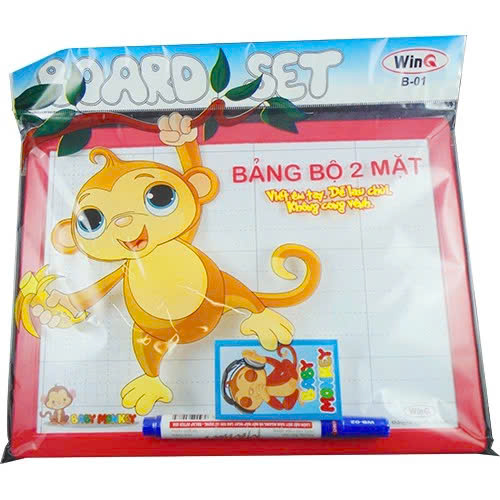 Bảng Bộ Học Sinh 2 Mặt Trắng Và Đen 18,5x25cm Kèm 1 Bút Và 1 mút lau bảng - Giao Màu Ngẫu Nhiên