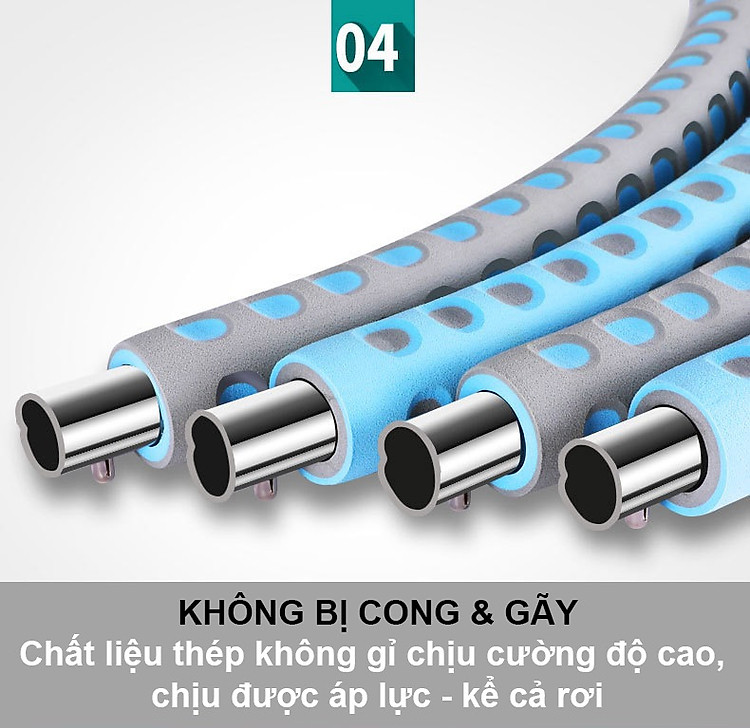 Vòng Lắc Eo Giảm Mỡ Bụng Ống Thép Bọc Mút Xốp - Tùy Chỉnh Độ Nặng - Chính Hãng miDoctor