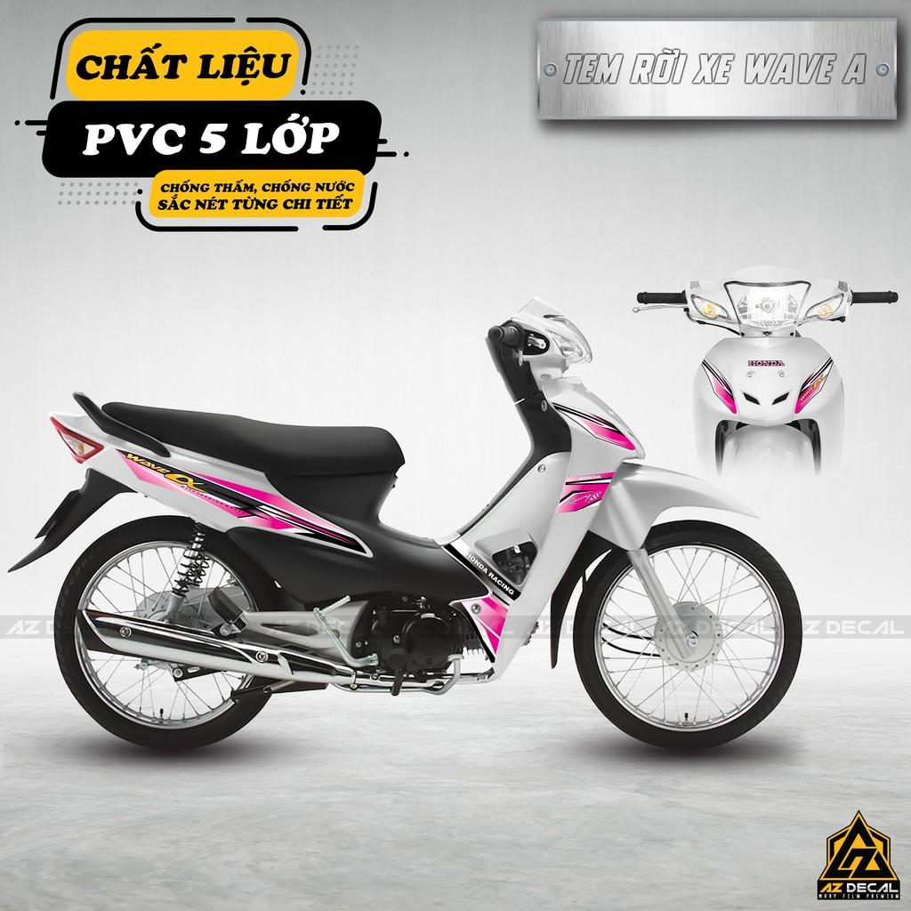 Tem Chế Dán Wave Alpha 110 100 Phong Cách Cacbon Racing Pink| WA03 | Decal Rời Dán Xe Máy Chống Nước - 2006 - 2017