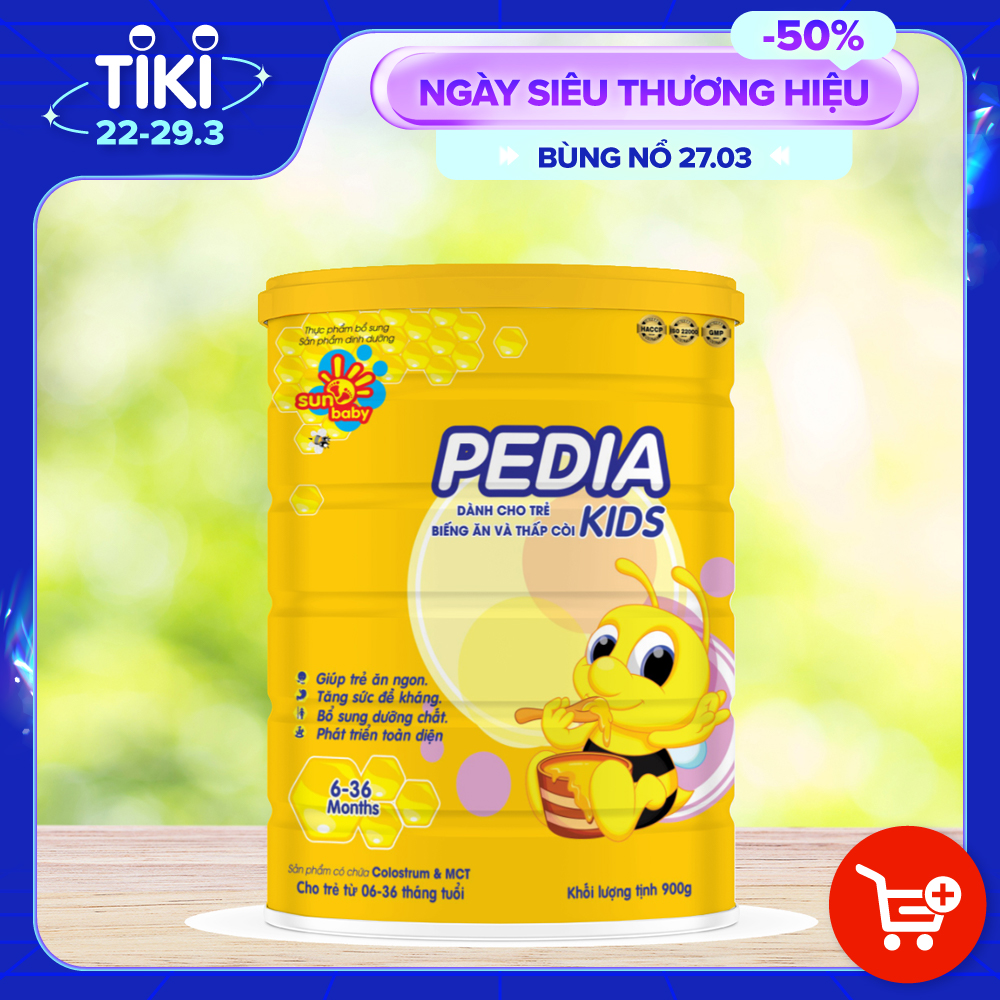 Sữa bột Pedia Kids Dinh Dưỡng Dành cho trẻ Biếng Ăn, Thấp Còi (900g)_Sunbaby_PDK56