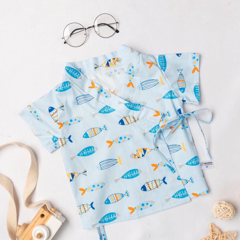 Bộ quần áo yukata cộc họa tiết xinh xắn cho bé BR21001 - 100% cotton Magickids