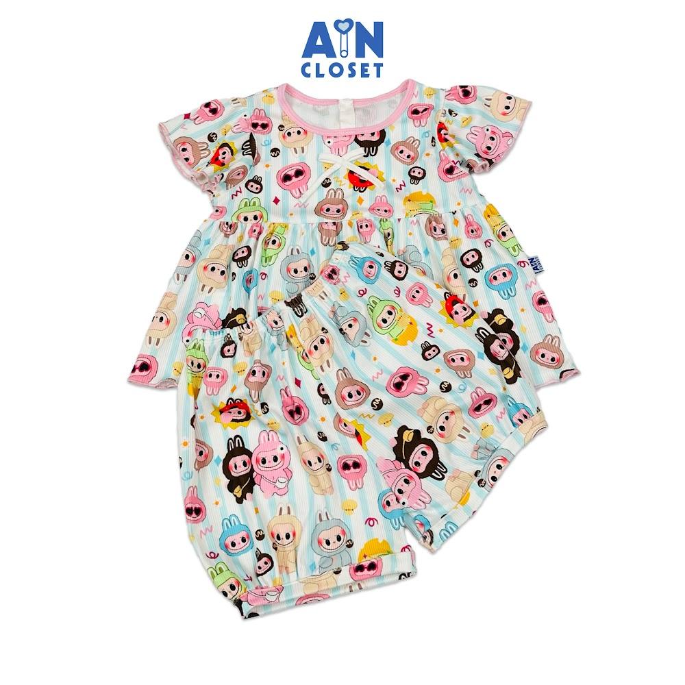 Bộ quần áo Ngắn bé gái hoạ tiết Thỏ Labubu Thun cotton - AICDBG94HUM0 - AIN Closet