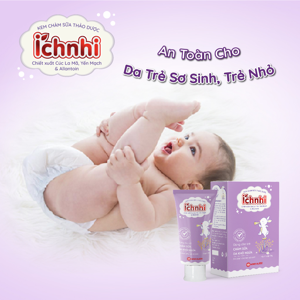 Kem chàm sữa thảo dược Ích Nhi - Tuýp 30gram, giảm ngứa nhanh, dưỡng ẩm sâu, an toàn cho trẻ sơ sinh