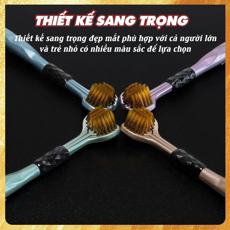 COMBO 4 Bàn Chải Đánh Răng 3 Mặt, Bàn Chải Đánh Răng Đa Chiều Làm Sạch Đồng Thời Cả 3 Bề Mặt Của Răng, Lông Mềm Mượt